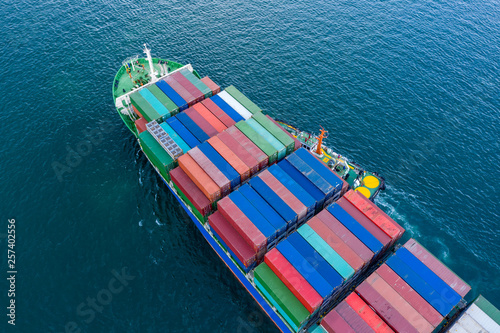 cargo containers logistics business transportation by ship flight open sea service import and export cargo international from Thailand © SHUTTER DIN