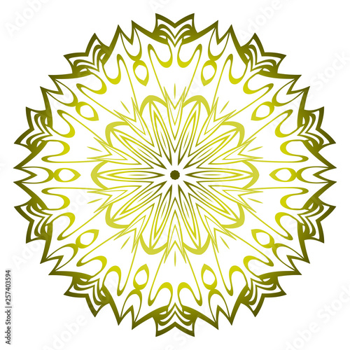 Mandala. For Design, Greeting Card, Invitation, Coloring Book. Arabic, Indian, Motifs. Vector Illustration. Green olive color