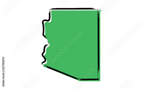 Stylized green sketch map of Arizona