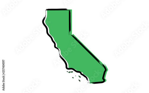 Stylized green sketch map of California