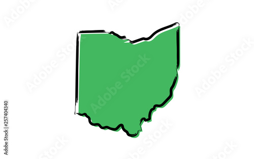Stylized green sketch map of Ohio