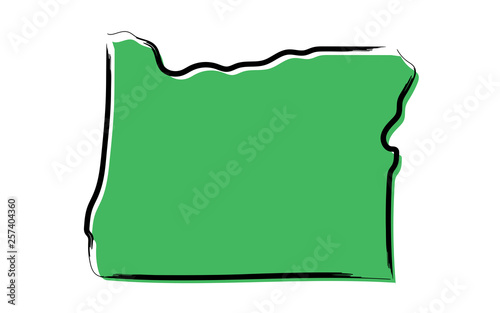 Stylized green sketch map of Oregon