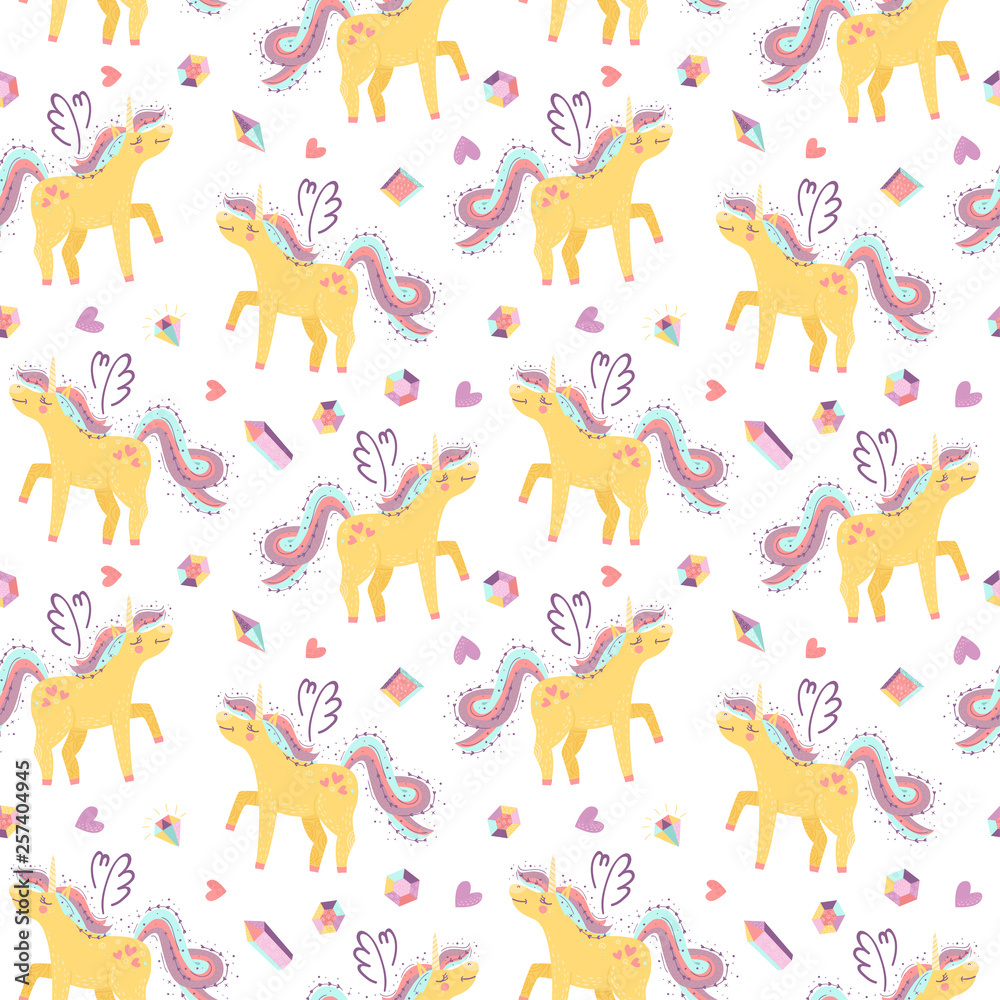 Fototapeta premium Seamless pattern with fairy unicorns