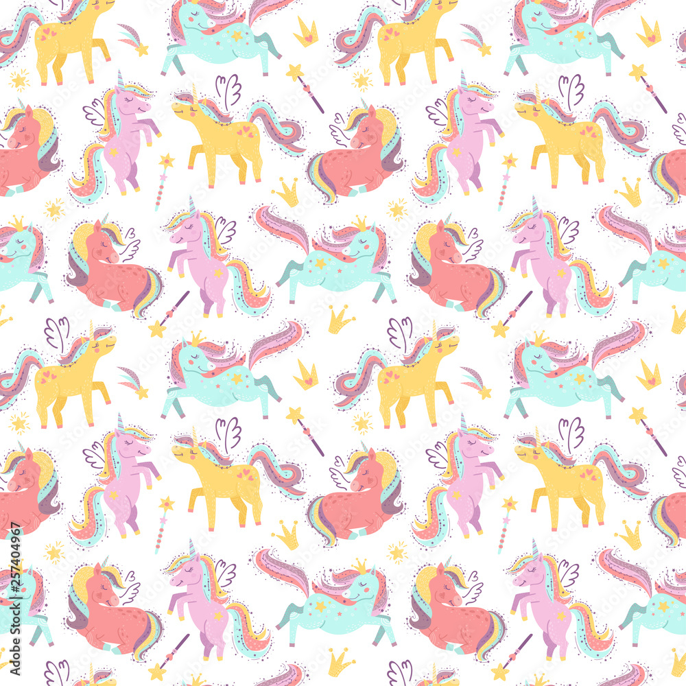 Seamless pattern with fairy unicorns Seamless pattern with fairy unicorns