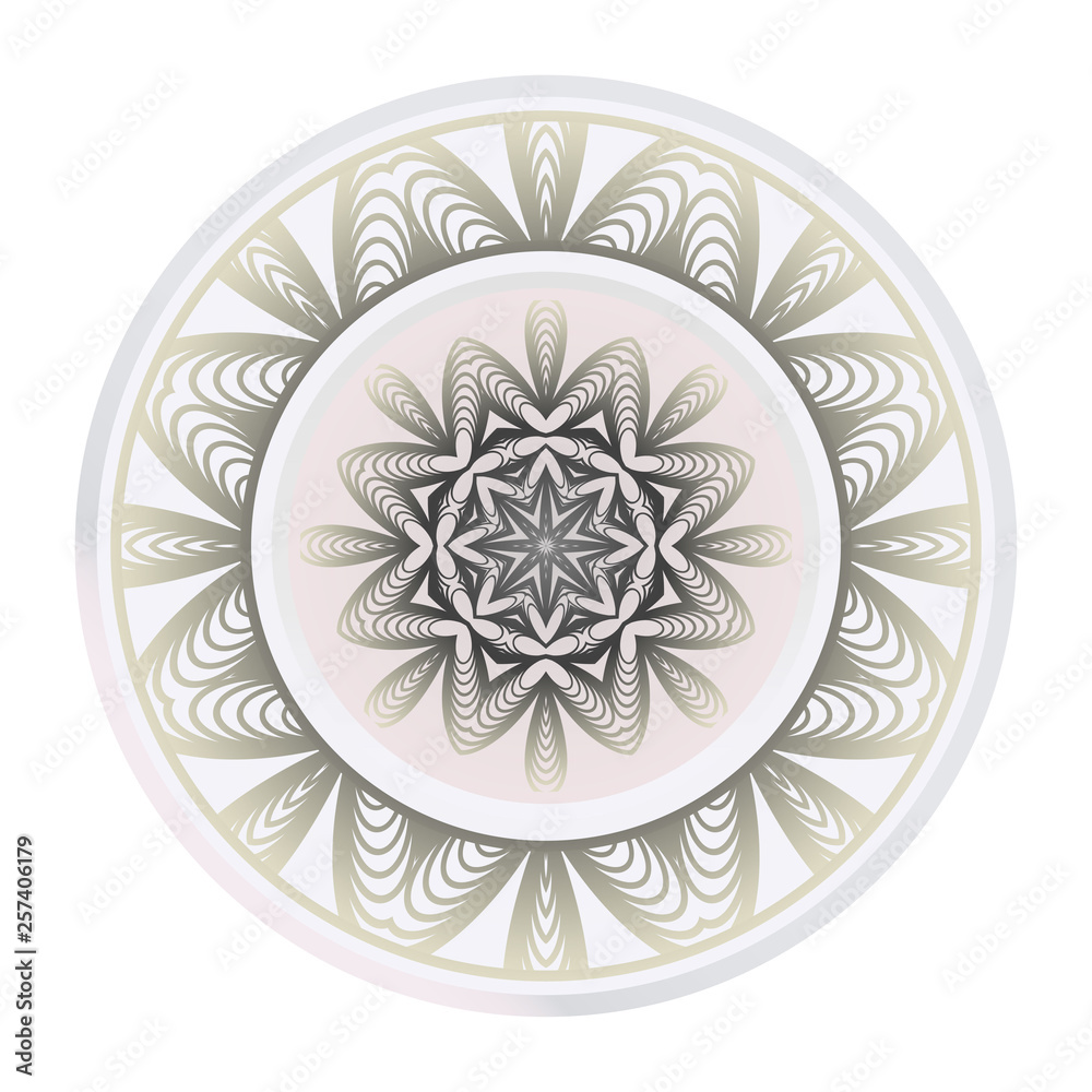 Art Deco Pattern Of Round Floral Mandala. Vector Illustration. Design For Printing, Presentation, Textile Industry