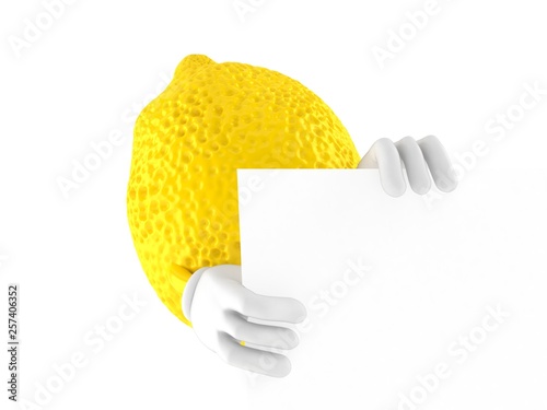 Lemon character behind white wall