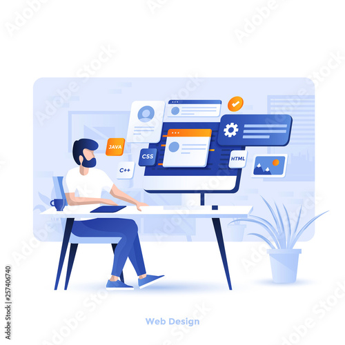 Flat color Modern Illustration design - Web Design