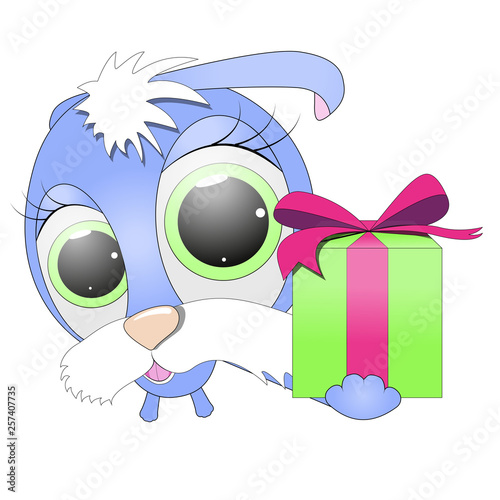 cute rabbit with his gift