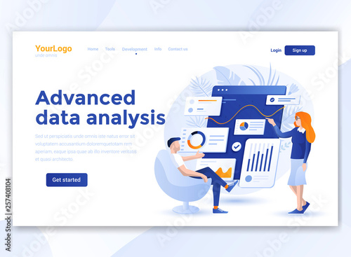 Flat Modern design of website template - Advanced Data Analysis