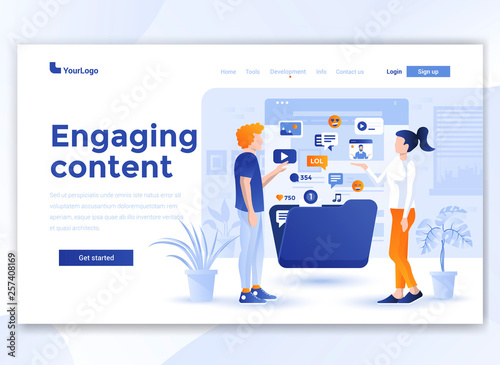 Flat Modern design of website template - Engaging Content