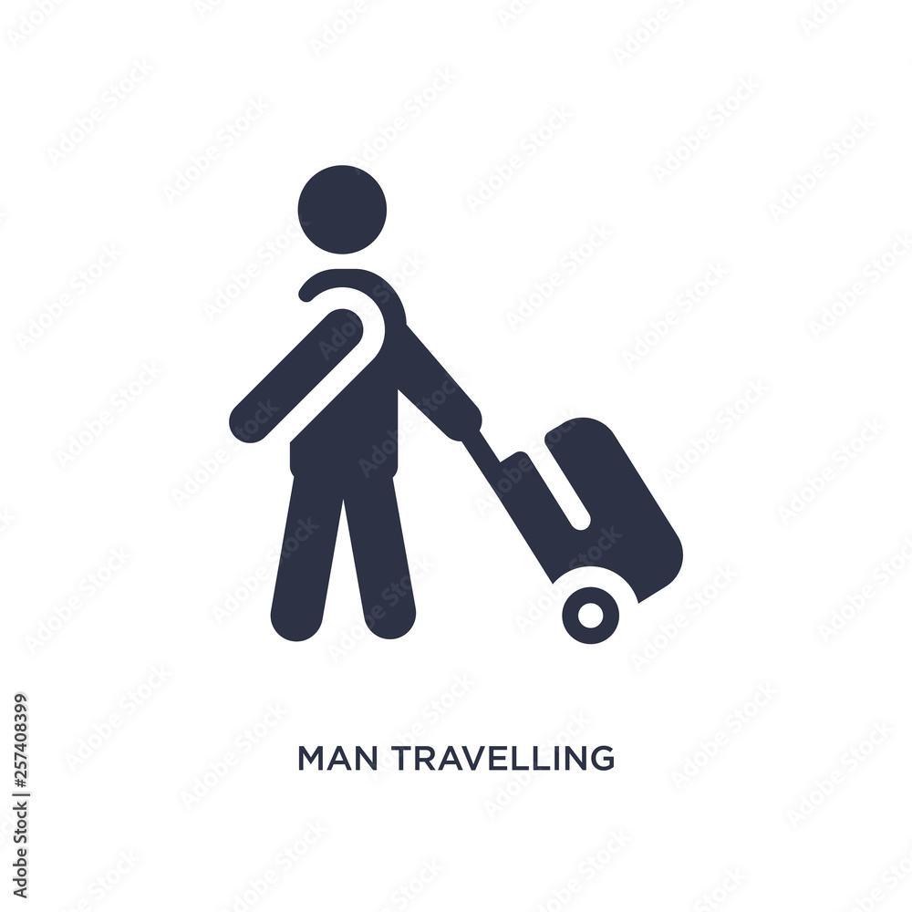 man travelling icon on white background. Simple element illustration from behavior concept. man travelling icon on white background. Simple element illustration from behavior concept.