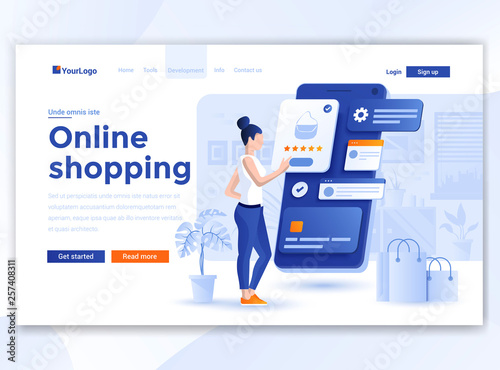 Flat Modern design of website template - Online Shopping