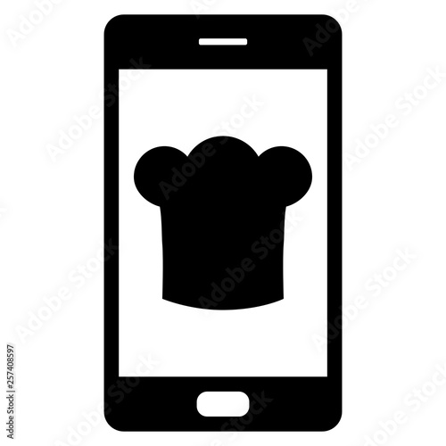 Kochhaube und Smartphone