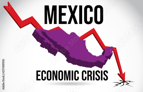 Mexico Map Financial Crisis Economic Collapse Market Crash Global Meltdown Vector.