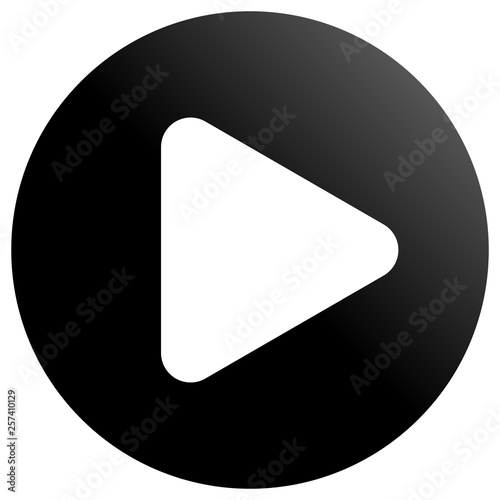 Play button icon - black classic gradient, isolated - vector