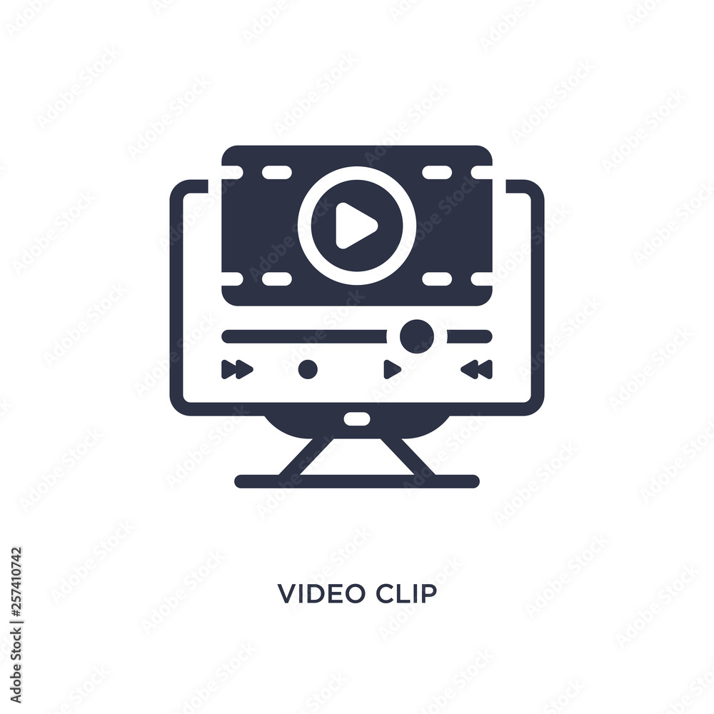 video clip icon on white background. Simple element illustration from cinema concept. video clip icon on white background. Simple element illustration from cinema concept.