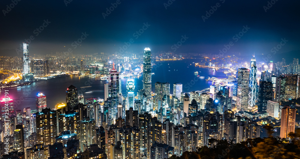 Obraz premium 世界三大夜景 香港 ビクトリア・ハーバー ワイド