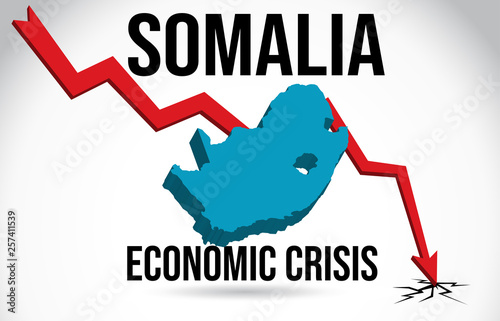 Somalia Map Financial Crisis Economic Collapse Market Crash Global Meltdown Vector.