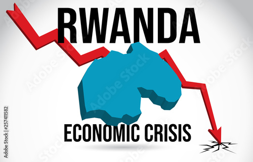 Rwanda Map Financial Crisis Economic Collapse Market Crash Global Meltdown Vector.