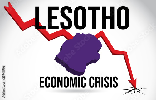 Lesotho Map Financial Crisis Economic Collapse Market Crash Global Meltdown Vector.