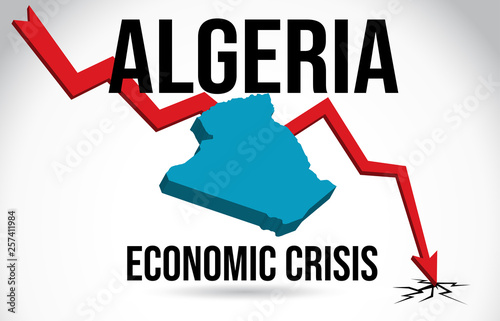 Algeria Map Financial Crisis Economic Collapse Market Crash Global Meltdown Vector.