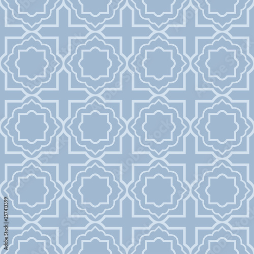 Modern Geometric Pattern Retro Ornament. Vector Super Illustration. For Fabric, Textile, Bandana, Scarg, Colored Print. Pastel blue grey color photo