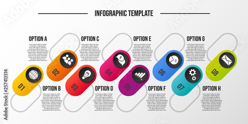 Colorful infograph with business symbols. Vector