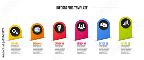 Chart with colorful business icons - infographic template. Vector