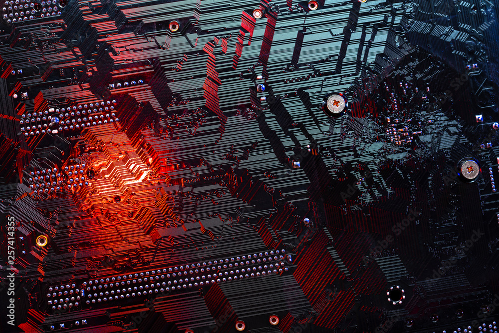 Red Computer Chip Pattern