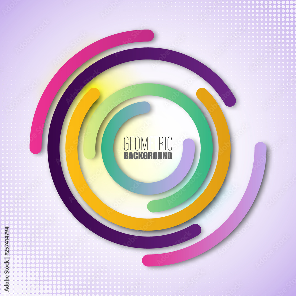 Obraz premium Vector color circles composition, rings with shadows. Abstract background