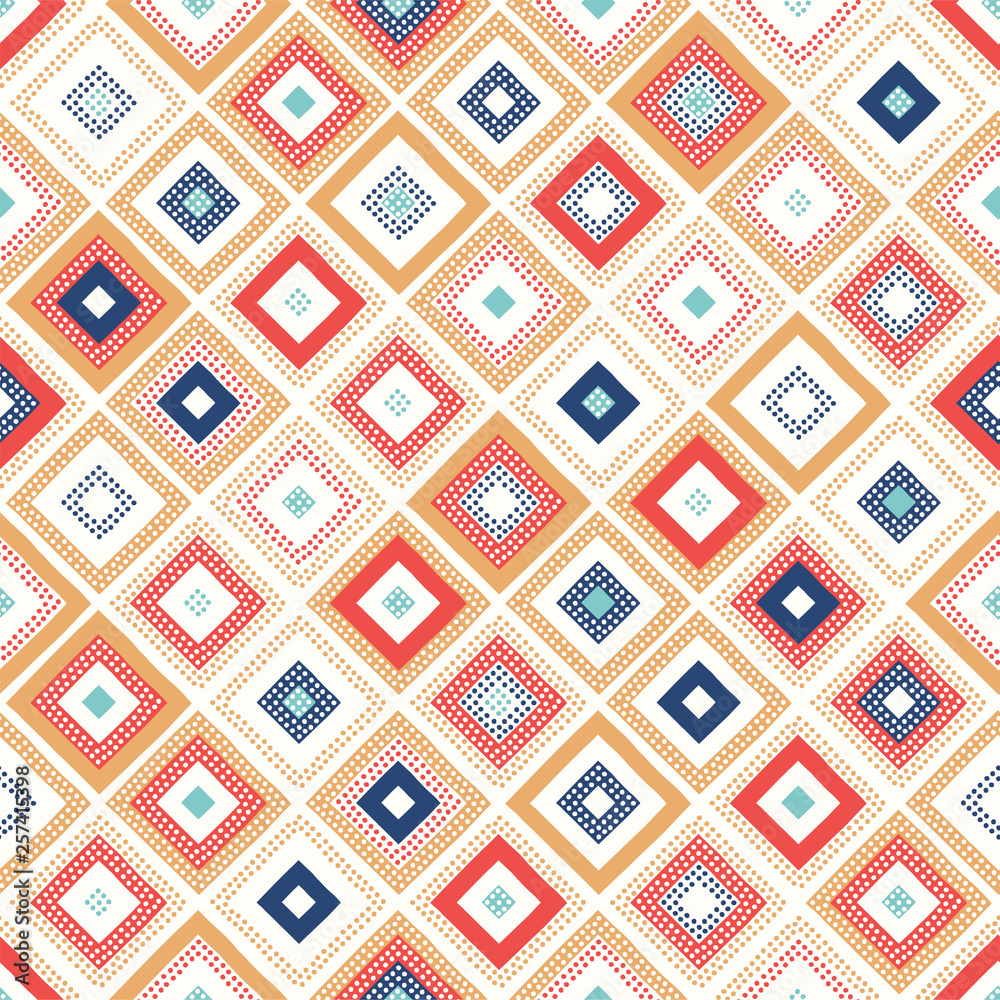 Obraz premium seamless creative dotted texture geometric rhombus square pattern print.