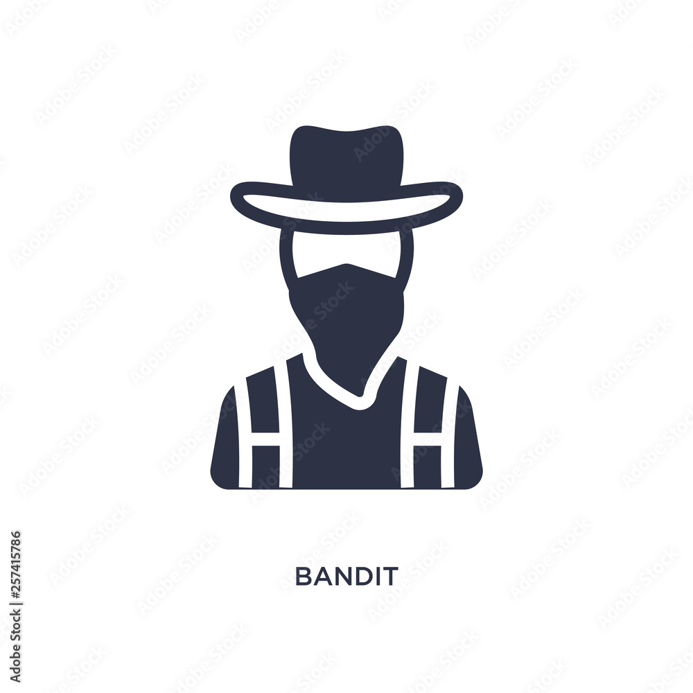 bandit icon on white background. Simple element illustration from wild west concept.