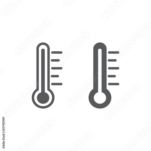 Thermometer line and glyph icon, measurement and instrument, temperature sign, vector graphics, a linear pattern on a white background.