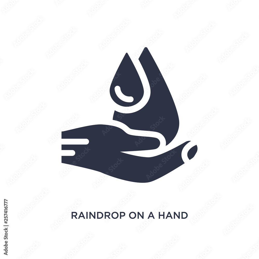 raindrop on a hand icon on white background. Simple element illustration from ecology concept. raindrop on a hand icon on white background. Simple element illustration from ecology concept.