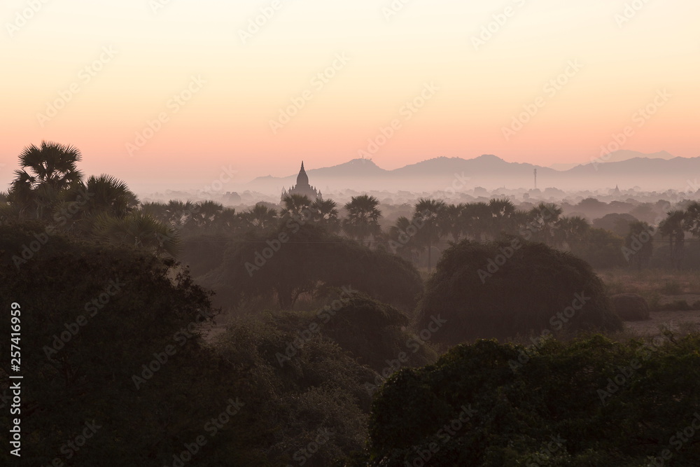 Sunrise on Bagan temples in Myanmar