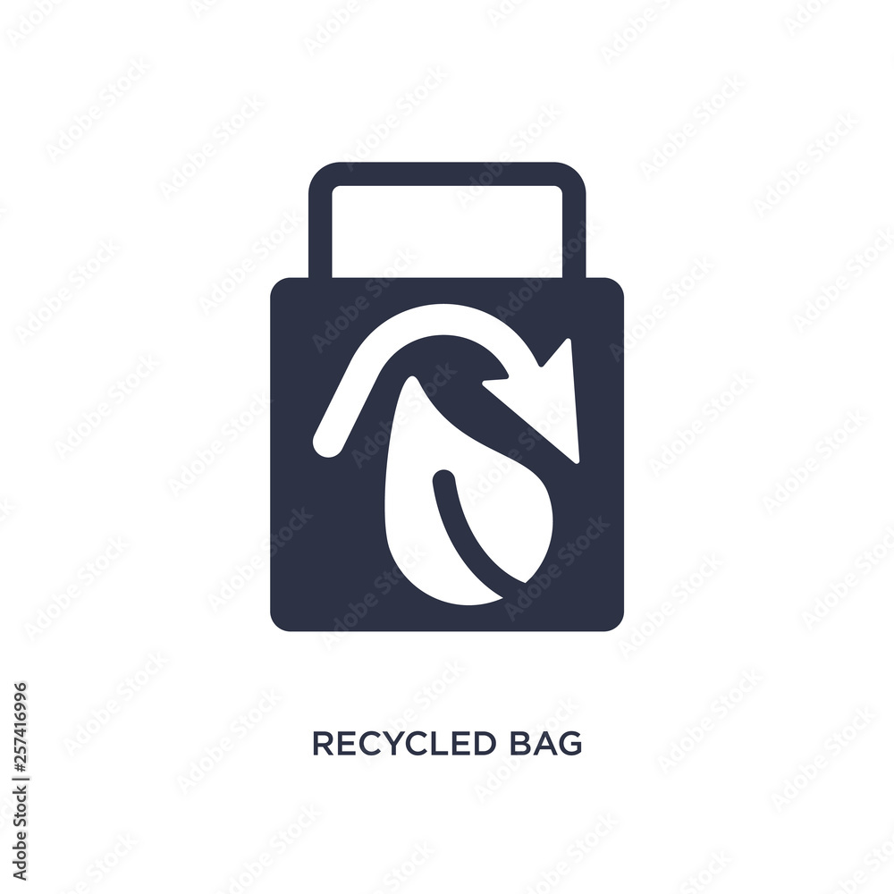 recycled bag icon on white background. Simple element illustration from ecology concept. recycled bag icon on white background. Simple element illustration from ecology concept.