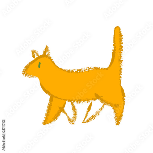 Cartoon cat. Trendy noisy texture. Vector Illustration.