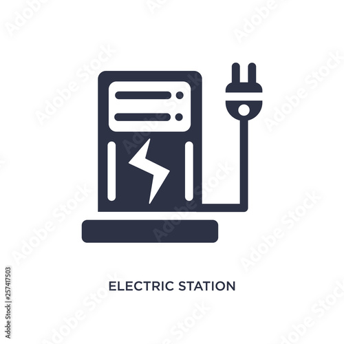 electric station icon on white background. Simple element illustration from ecology concept.
