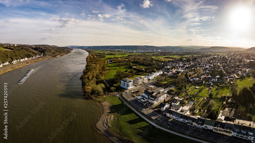 The city of Remagen-Kripp from above / Rhineland Palatinate, Germany