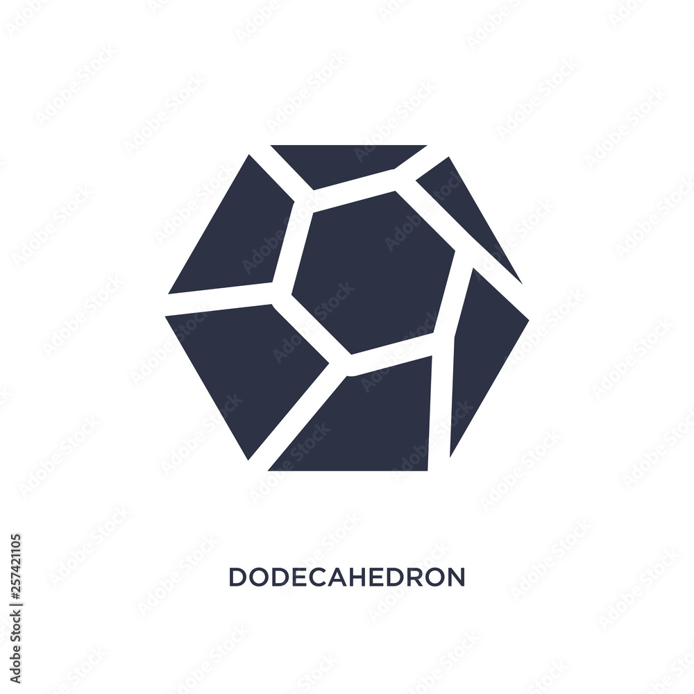 dodecahedron icon on white background. Simple element illustration from geometry concept.