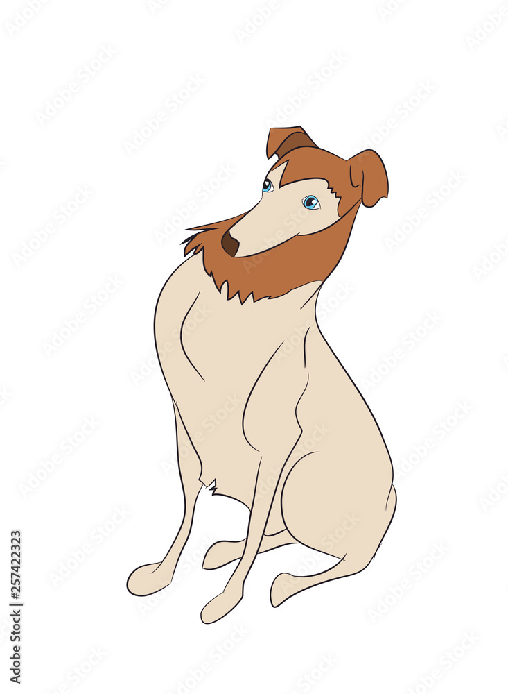 Fototapeta premium dog sitting, lines, vector