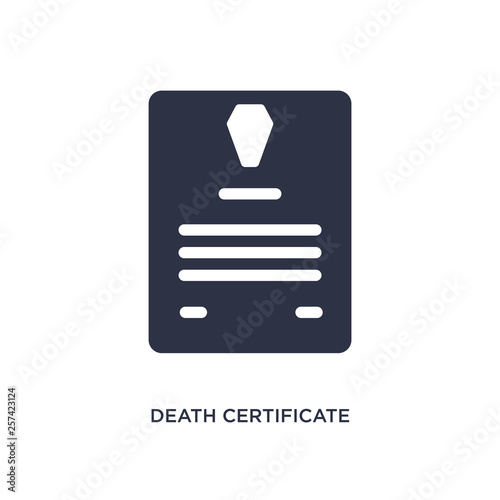 death certificate icon on white background. Simple element illustration from law and justice concept.