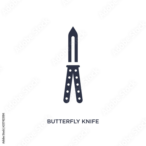 butterfly knife icon on white background. Simple element illustration from law and justice concept.