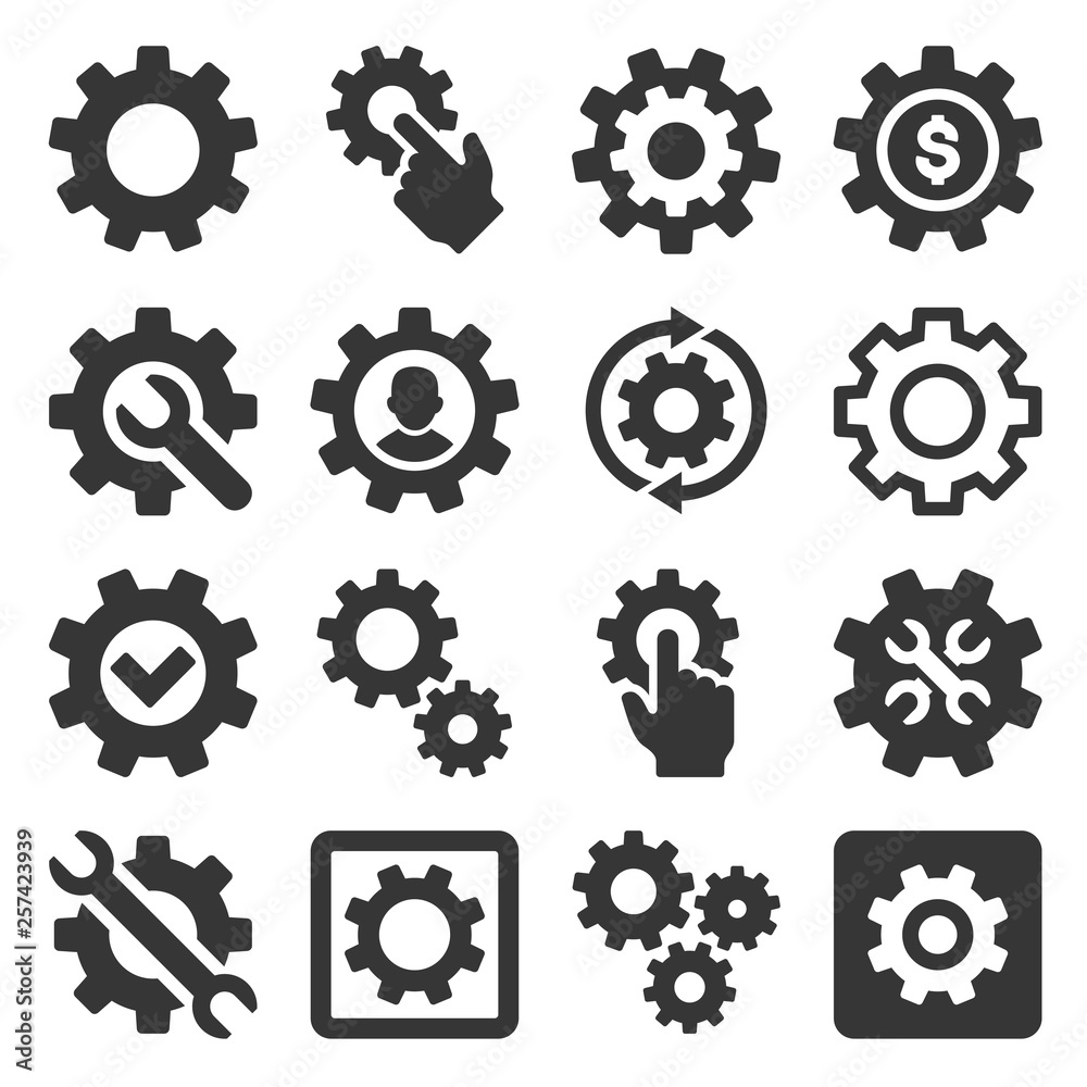 Settings and Options Icons Set on White Background. Vector Settings and Options Icons Set on White Background. Vector