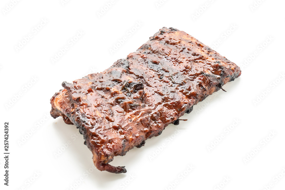grilled barbecue ribs pork isolated on white