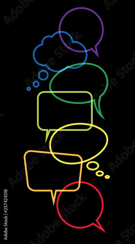 colored speech bubbles in a row