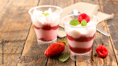 berry fruit mousse and whipped cream