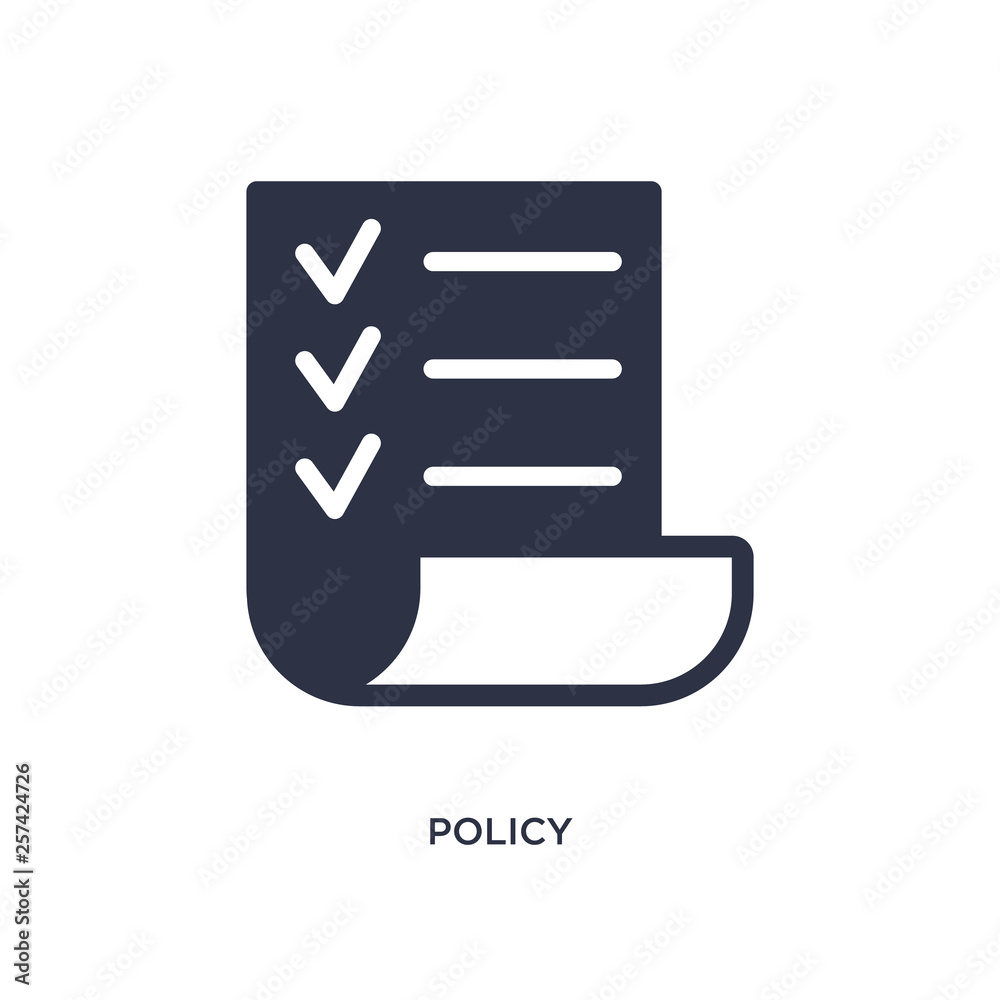 policy icon on white background. Simple element illustration from strategy concept.