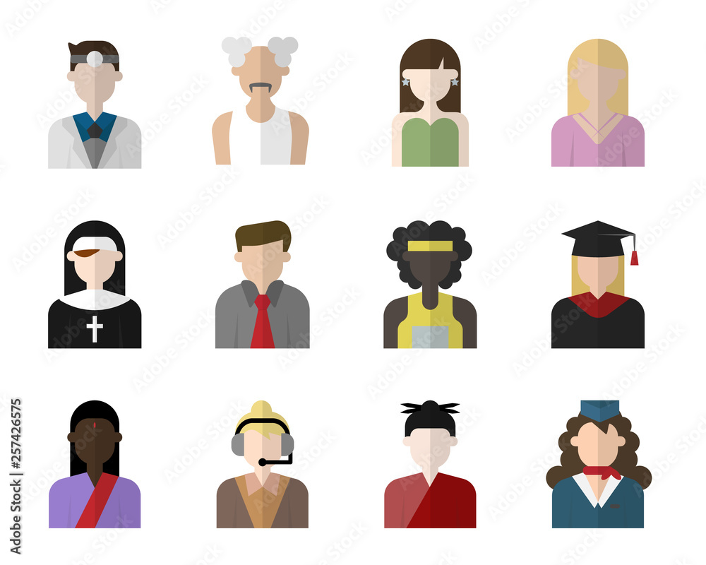 People avatar character flat icon vector People avatar character flat icon vector
