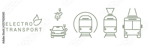 Elecrto transport icons outline